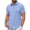 thumbnail image 1 of Youclos Short Sleeve Linen Shirts for Men Casual Button Down Hawaiian Shirt, 1 of 7