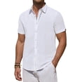 thumbnail image 1 of Youclos Short Sleeve Linen Shirts for Men Casual Button Down Hawaiian Shirt, 1 of 6