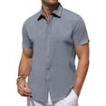 thumbnail image 1 of Youclos Men's Button Down Short Sleeve Linen Hawaiian Beach Shirt, Casual Regular Fit, 1 of 7