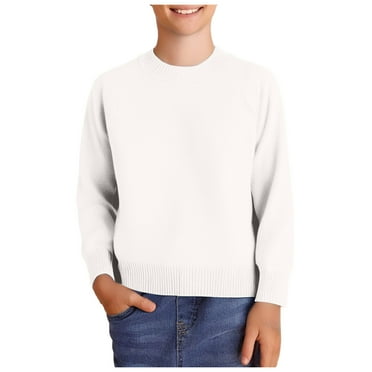 DEMISE Boys Sweater Vest Boys Red Sweater Boys Sweaters Kids Crewneck Long Sleeve Knit Pullover SweaterWhite,6 Years)