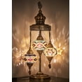 thumbnail image 1 of DEMMEX 3 Big Globes XL Magnificent Handmade Turkish Moroccan Mosaic Tiffany Style Table Desk Bedside Lamp Lampshade Exotic Night Accent Light for North American Use, 31" Height (Amber-Brown), 1 of 5