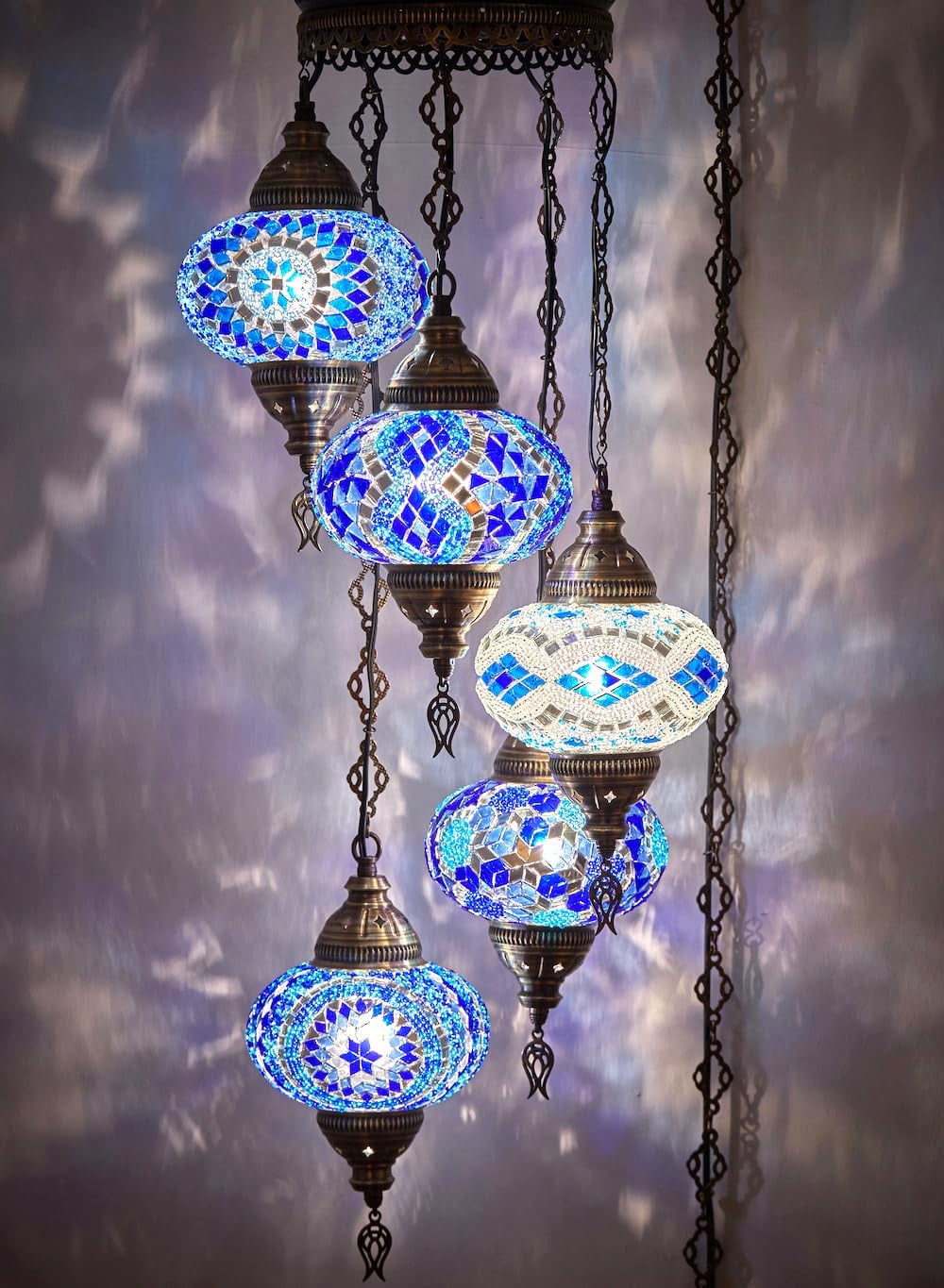 DEMMEX 5-Large 7" Globes Turkish Moroccan Mosaic Swag Plug-in ...