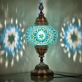 thumbnail image 1 of DEMMEX – 7" Large Globe Turkish Moroccan Mosaic Table Lamp, Handcrafted Tiffany-Style Colorful Glass Bedside Desk Table Light, Artisan Decor for Living Room Bedroom – 14" H (Turquoise), 1 of 7