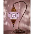 thumbnail image 1 of DEMMEX Authentic Turkish Lamp, Made in Turkey, Turkish Moroccan Mosaic Table Bedside Lamp, 100% Handcrafted, Antique Brass Color Metal Body and Decorated Metal Base, Gooseneck, 15" (Lilac), 1 of 8