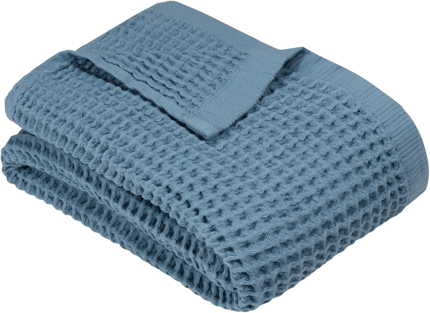 DEMMEX Organic Cotton Waffle Turkish Bath Towel, 60x30 in – 100% Oeko-TEX Certified Ultra Soft Premium Turkish Cotton - Lightweight Quick Dry Waffle Weave Turkish Towel (Blue)