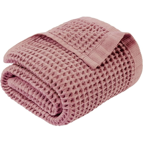 DEMMEX Organic Cotton Waffle Turkish Bath Towel, 60x30 in – 100% Oeko-TEX Certified Ultra Soft Premium Turkish Cotton - Lightweight Quick Dry Waffle Weave Turkish Towel (Blush Pink)