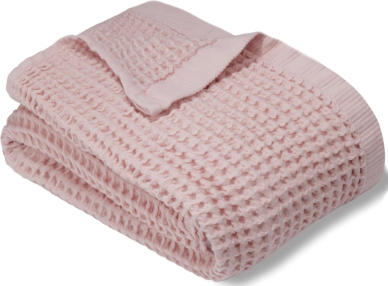 DEMMEX Organic Cotton Waffle Turkish Bath Towel, 60x30 in – 100% Oeko-TEX Certified Ultra Soft Premium Turkish Cotton - Lightweight Quick Dry Waffle Weave Turkish Towel (Blush Pink)
