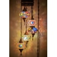 thumbnail image 1 of DEMMEX 5-Large 7" Globes Turkish Moroccan Mosaic Swag Plug-in Chandelier, Handmade Boho Oriental Hanging Ceiling Lamp Light Fixture with 15ft Cord Chain and Plug, 4ft Drop (Multicolor), 1 of 9