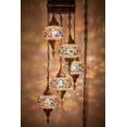 thumbnail image 1 of DEMMEX 5-Large 7" Globes Turkish Moroccan Mosaic Swag Plug-in Chandelier, Handmade Boho Oriental Hanging Ceiling Lamp Light Fixture with 15ft Cord Chain and Plug, 4ft Drop (Anatolian Rug), 1 of 9