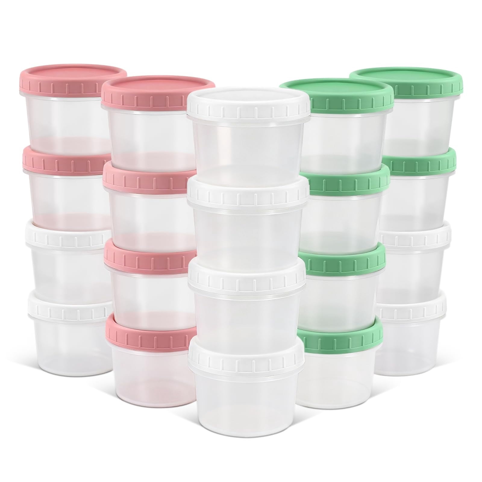 DEMORA 4 oz Small Plastic Containers with Twist Lids, 20 Sets BPA-Free ...