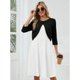 thumbnail image 1 of DEMOTIME Women's Cardigan 3/4 Sleeve Cropped Open Front Bolero Shrug for Dresses Black L, 1 of 6