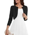 thumbnail image 1 of DEMOTIME Women's Cardigan Long Sleeve Open Front V Neck Cropped Bolero Shrug for Dresses Black L, 1 of 7