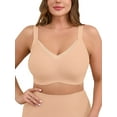 thumbnail image 1 of DEMOTIME Womens Plus Wireless Bras Comfortable No Underwire Adjustable Straps Bra Seamless Push Up Everyday Bras Beige L, 1 of 7