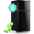 thumbnail image 1 of DEMULLER 2.4 Cu.Ft Mini Fridge with Freezer & Double Door Small Tiny Size Refrigerator with 7 Temperature Control Knob Only Suitable for One Person Use Black, 1 of 9