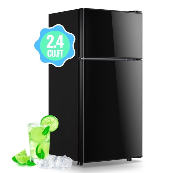 DEMULLER 2.4 Cu.ft Mini Refrigerator Small Fridge with Freezer Double Door Fridge Black New