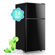 DEMULLER 2.4 Cu.ft Mini Refrigerator Small Fridge with Freezer Double Door Fridge Black New