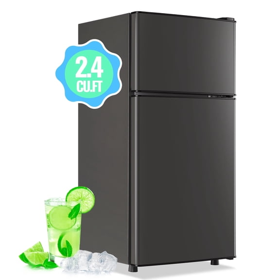 DEMULLER 2.4 Cu.ft Mini Refrigerator with Freezer Small Fridge Top Freezer Personal Fridge New Gray