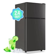 DEMULLER 2.4 Cu.ft Mini Refrigerator with Freezer Small Fridge Top Freezer Compact Fridge New Gray