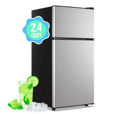 DEMULLER 2.4 Cu.ft Refrigerator, Mini Small Fridge with Freezer Personal Fridge New Silver