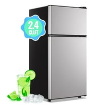 DEMULLER 2.4 Cu.ft Refrigerator Mini Fridge with Freezer Dual Door Personal Fridge New Silver
