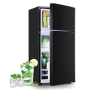 DEMULLER 2.5 Cu.ft Small Refrigerator with Freezer Mini Fridge for Personal Removable Shelves Black