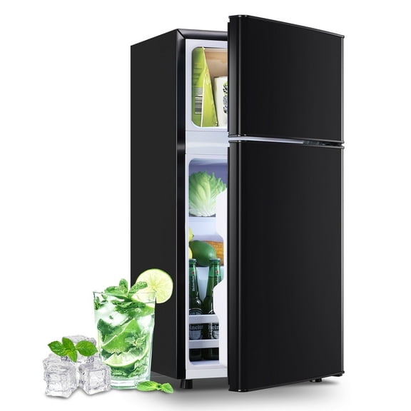DEMULLER 2.4 Cu.ft Mini Refrigerator with Freezer Dorm Fridge for Personal Removable Shelves Black