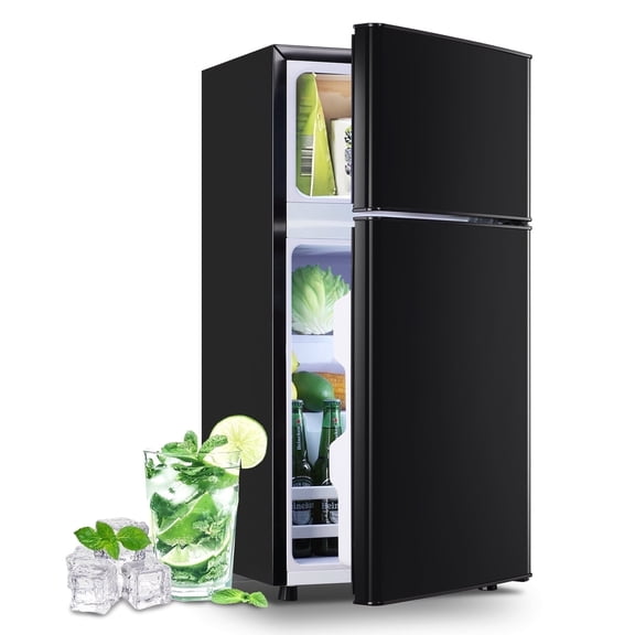 DEMULLER 2.5 Cu.ft Small Refrigerator with Freezer Mini Fridge for Personal Removable Shelves Black