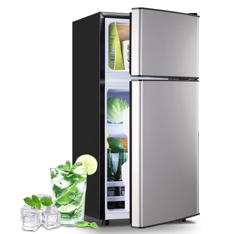 DEMULLER 2.5 Cu.ft Small Refrigerators with Freezer Mini Fridges for Personal Removable Shelves Silver