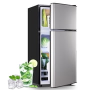 DEMULLER 2.5 Cu.ft Small Refrigerators with Freezer Mini Fridges for Personal Removable Shelves Silver