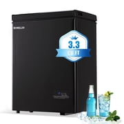 DEMULLER Chest Freezer 3.3 ft  Deep Freezer with Two Baskets Top Open Door Freezer Black