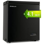 DEMULLER Deep Chest Freezer Small Freezer with Top Open Door Two Baskets Freestanding Black