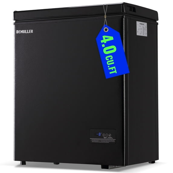 DEMULLER 4.0 Cu.ft Chest Freezer with Electronic Panel, Accurate Temperature Display to 1℉ Black