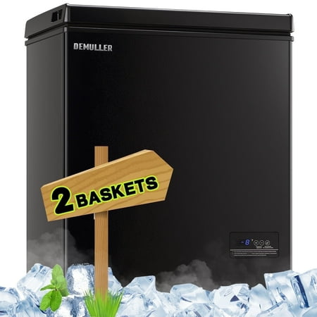 DEMULLER 4.0 Cu.ft Deep Chest Freezer Mini Freezers Top Open Door Rmovable Storage Baskets New Black