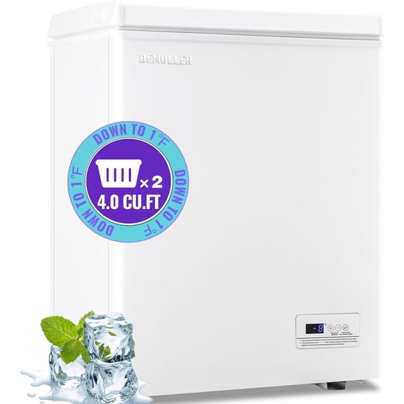 DEMULLER 4.0 Cu.ft Deep Freezer Top Open Door Compact Freezer with Two Removable Storage Baskets