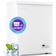 DEMULLER 4.0 Cu.ft Deep Freezer Top Open Door Compact Freezer with Two Removable Storage Baskets