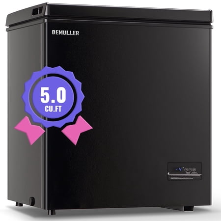 DEMULLER Chest Freezer 5.0 cu. ft Deep Freezer with Two Hanging Baskets Top Open Door Freezer Black, New