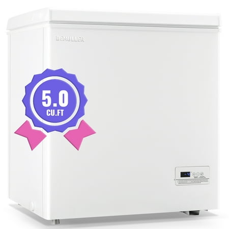DEMULLER Chest Freezer 5.0 Cu. ft Deep Freezer with Two Hanging Baskets Top Open Door Freezer White
