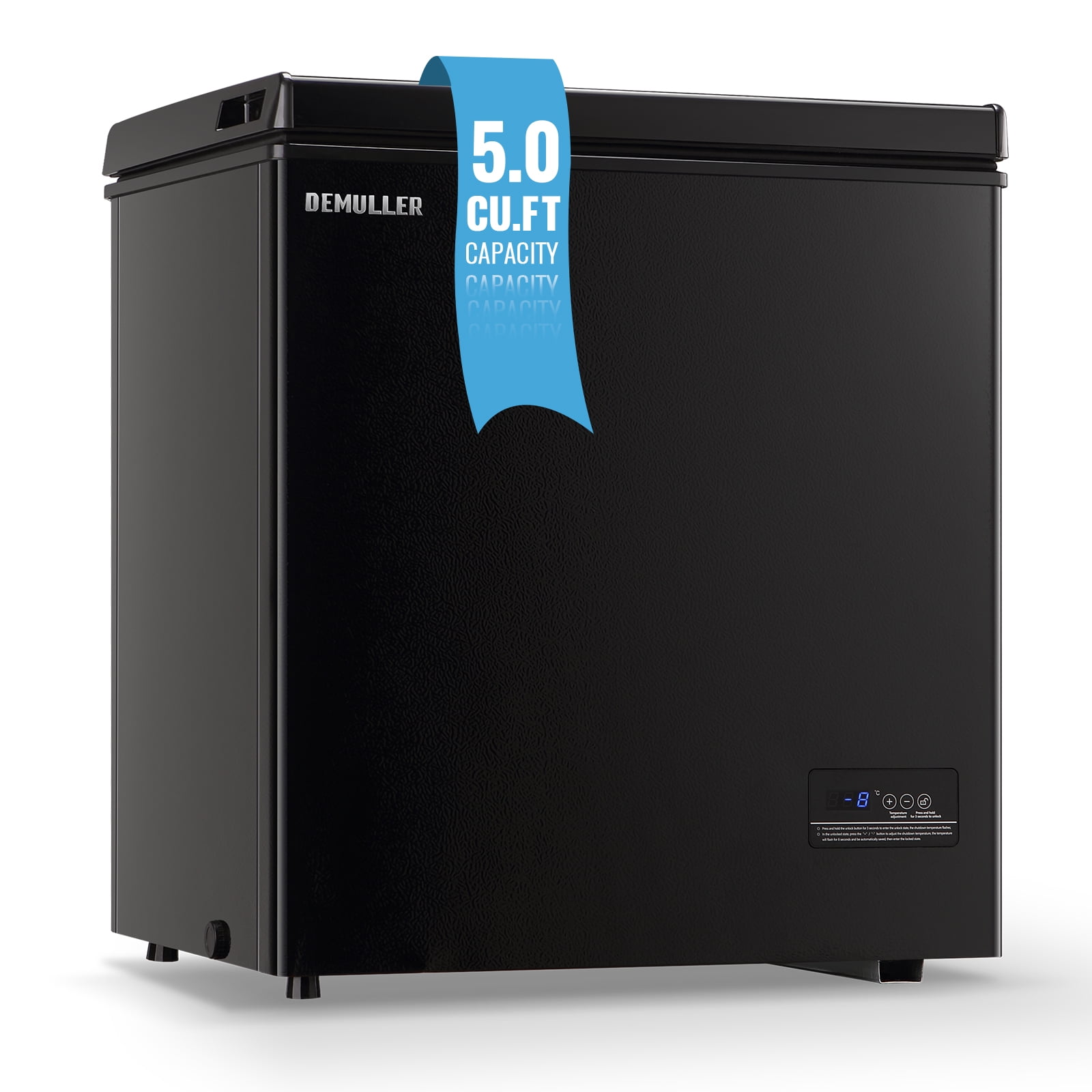 DEMULLER 5.0 Cu Ft Deep Freeze Chest Freezer with Removable Steel Basket, BLACK YX110