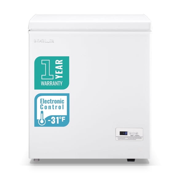 DEMULLER Compact Chest Freezer Deep Freestanding Freezers Mini Freezer Top Open Door YX-79-White