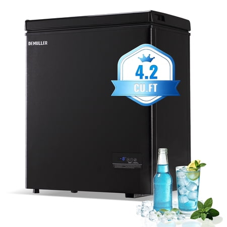 DEMULLER Chest Freezer 4.2 ft³ Deep Freezer with Two Storage Baskets Low Temperature Black Freezer