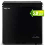 DEMULLER 5.0 Cu.ft Deep Freezer Small Chest Freezer Top Open Door Two Baskets Digital Display Black