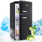 DEMULLER Mini Fridge with Freezer 3.6 Cu.ft Small Refrigerator Double Door Drinks Holder for Office Black New