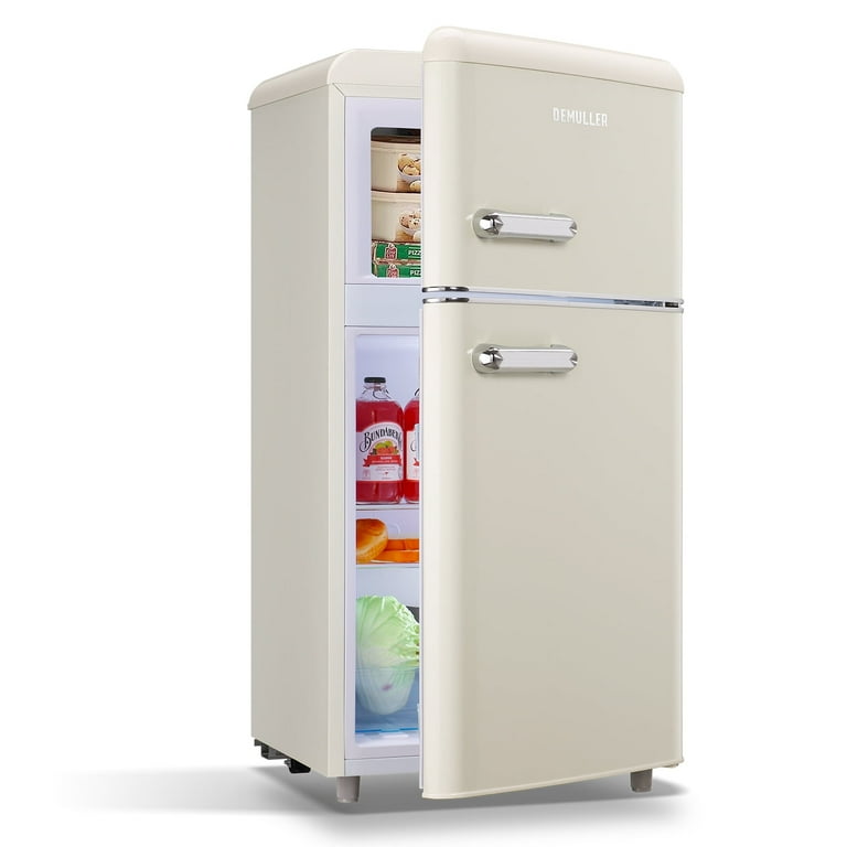 DEMULLER Mini Refrigerator Dual Door Fridge with Handle, 7