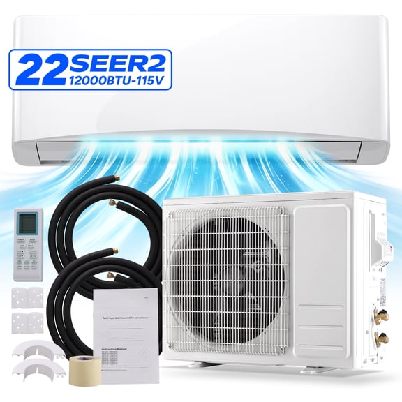 DEMULLER Mini Split Air Conditioner 12000BTU WiFi 22 SEER2 High Efficiency Inverter AC Unit Cools Up to 750 Sq. Ft, with Remote Control