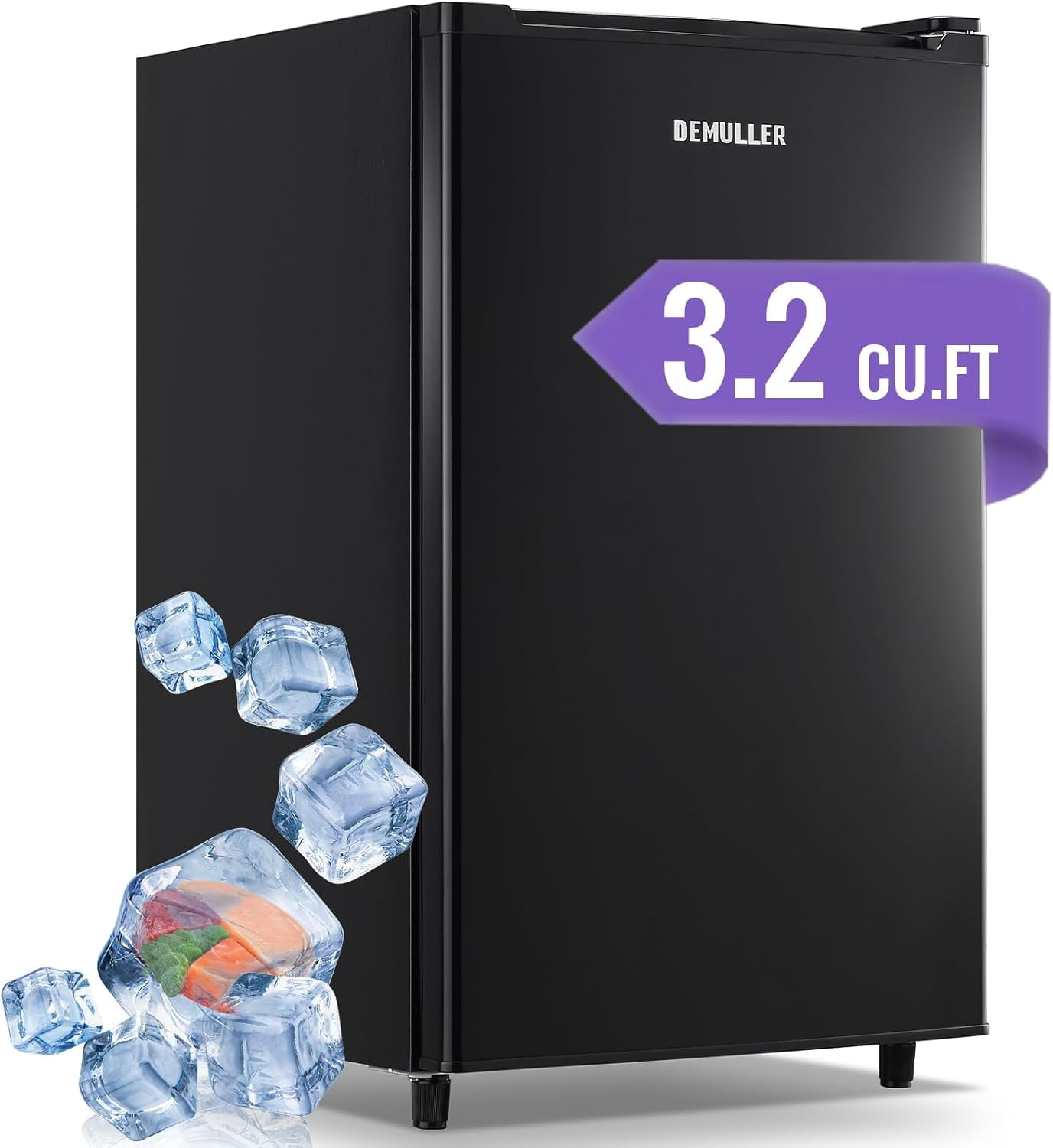DEMULLER Upright Freezer 3.2 Cu. ft Front Door Freezer Compact Adjustable Thermostat Black