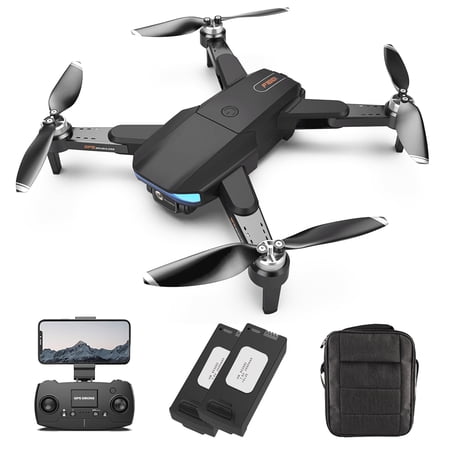 DEMi F188 Drone with 6K Wide-angle Dual Camera for Adults, GPS Auto Return Home, Brushless Foldable Remote Control, Gesture Photo Video, 5G Wifi FPV Quadcopter with 2 Batteries and Carrying Case