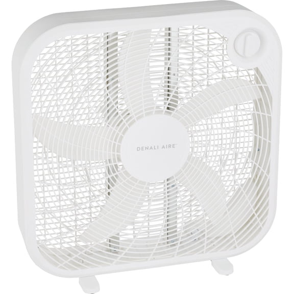 Denali Aire Box Fan 1DAFBX20 - 3 Speed, Weather Resistant, Easy Carry Handle - 20 Inch, White
