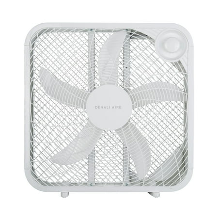 Denali Aire Box Fan 1DAFBX20 - 3 Speed, Weather Resistant, Easy Carry Handle - 20 Inch, White