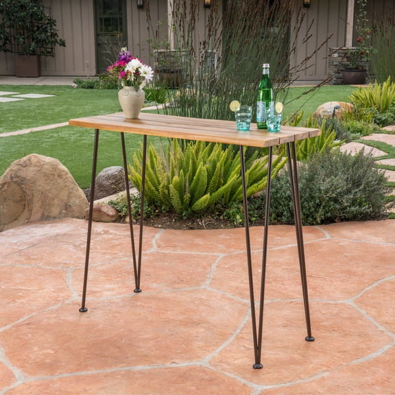 DENALI INDUSTRIAL WOOD AND METAL BAR TABLE