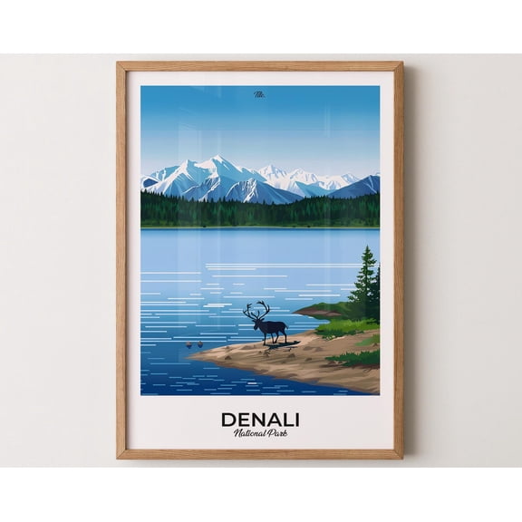 DENALI Poster, Denali Travel Poster, Denali Art Print, Denali Wall Art, National Park Poster, Gift for travelers, 16x24 UNFRAMED